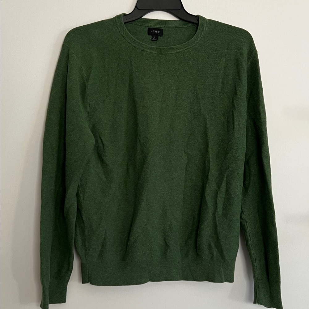 J. Crew Men's Forest Green Crewneck Sweater 100% Cotton size Large